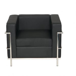 Cube Faux Leather Armchair with Chrome Detailing