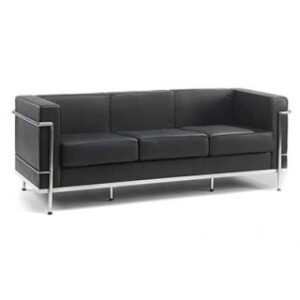 Cube Three Seater Faux Leather Sofa with Chrome Detailing