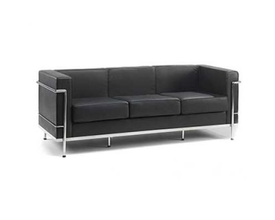 Cube Three Seater Faux Leather Sofa with Chrome Detailing