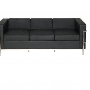 Cube Three Seater Faux Leather Sofa with Chrome Detailing - Image 3
