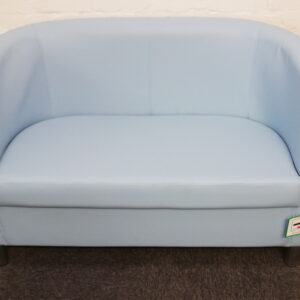 Light blue vinyl 2 seater sofa