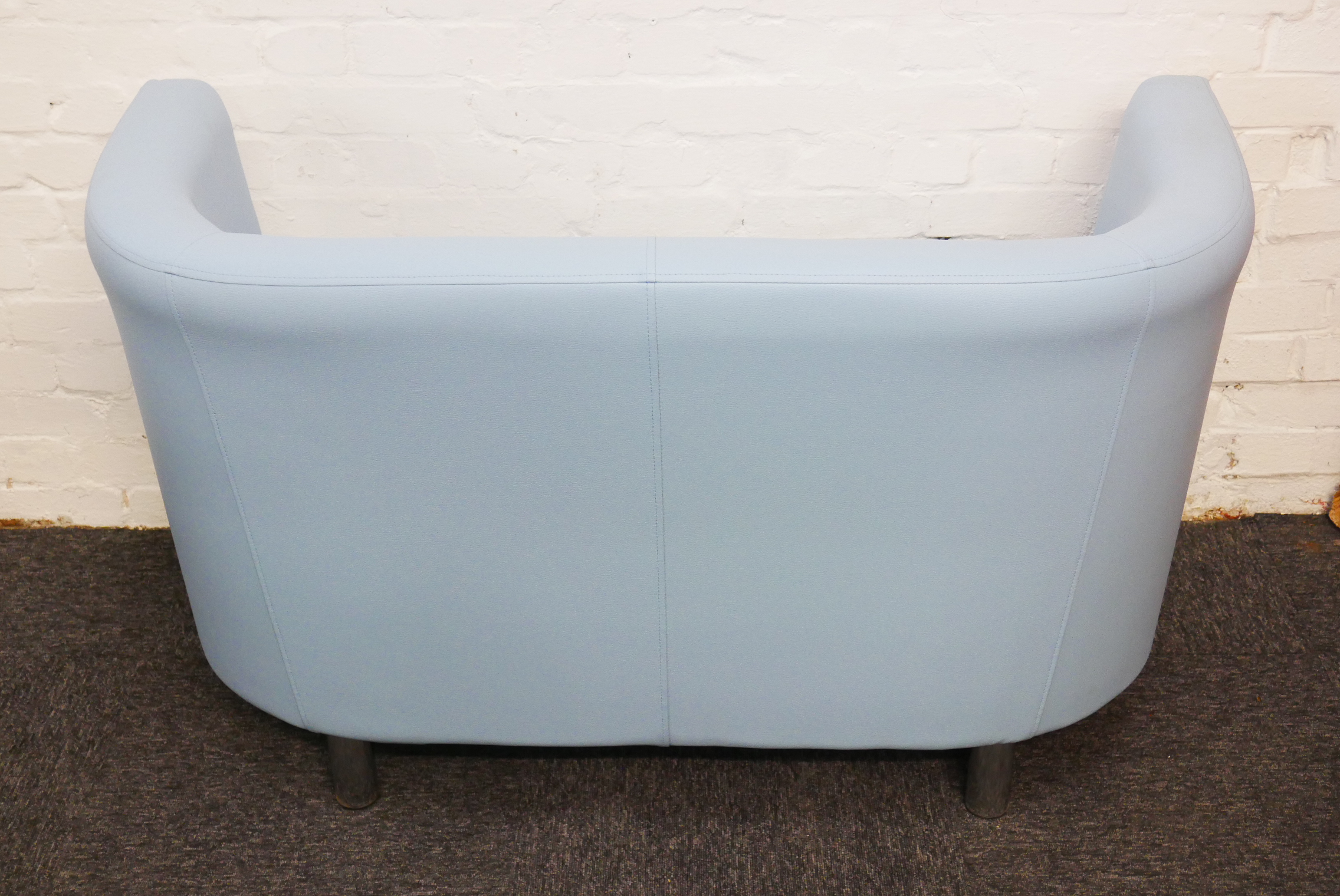 Light blue vinyl 2 seater sofa - Image 3
