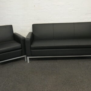 Used Condition Black Leather Sofa Set