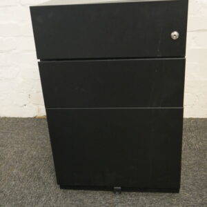 Used Condition Lockable Black Metal Pedestal