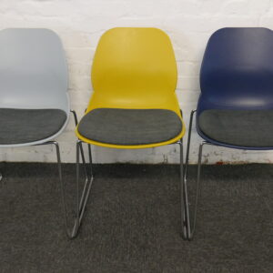 Used Condition Plastic Canteen Chair With Padded Seat